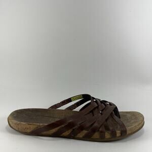Ahnu Maia Leather Thong Strappy Sandals Womens Size 10 Brown Strappy Beach